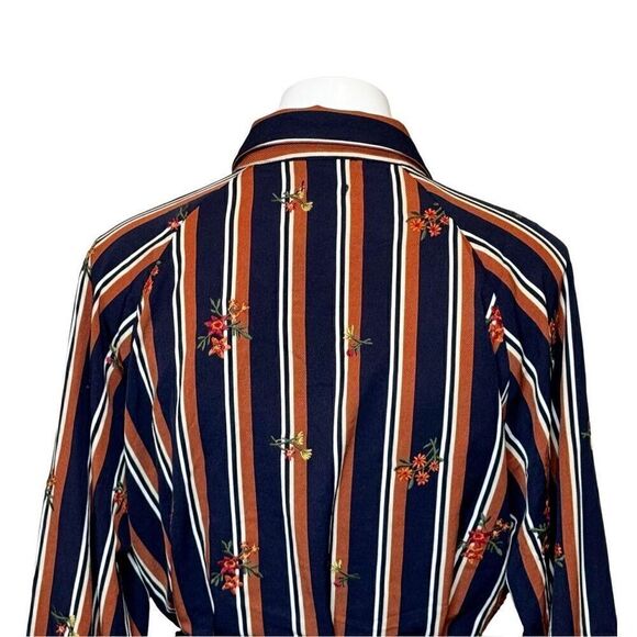 Miss Me NWT multi brown and navy striped long sleeve tunic blouse size L - Picture 11 of 16